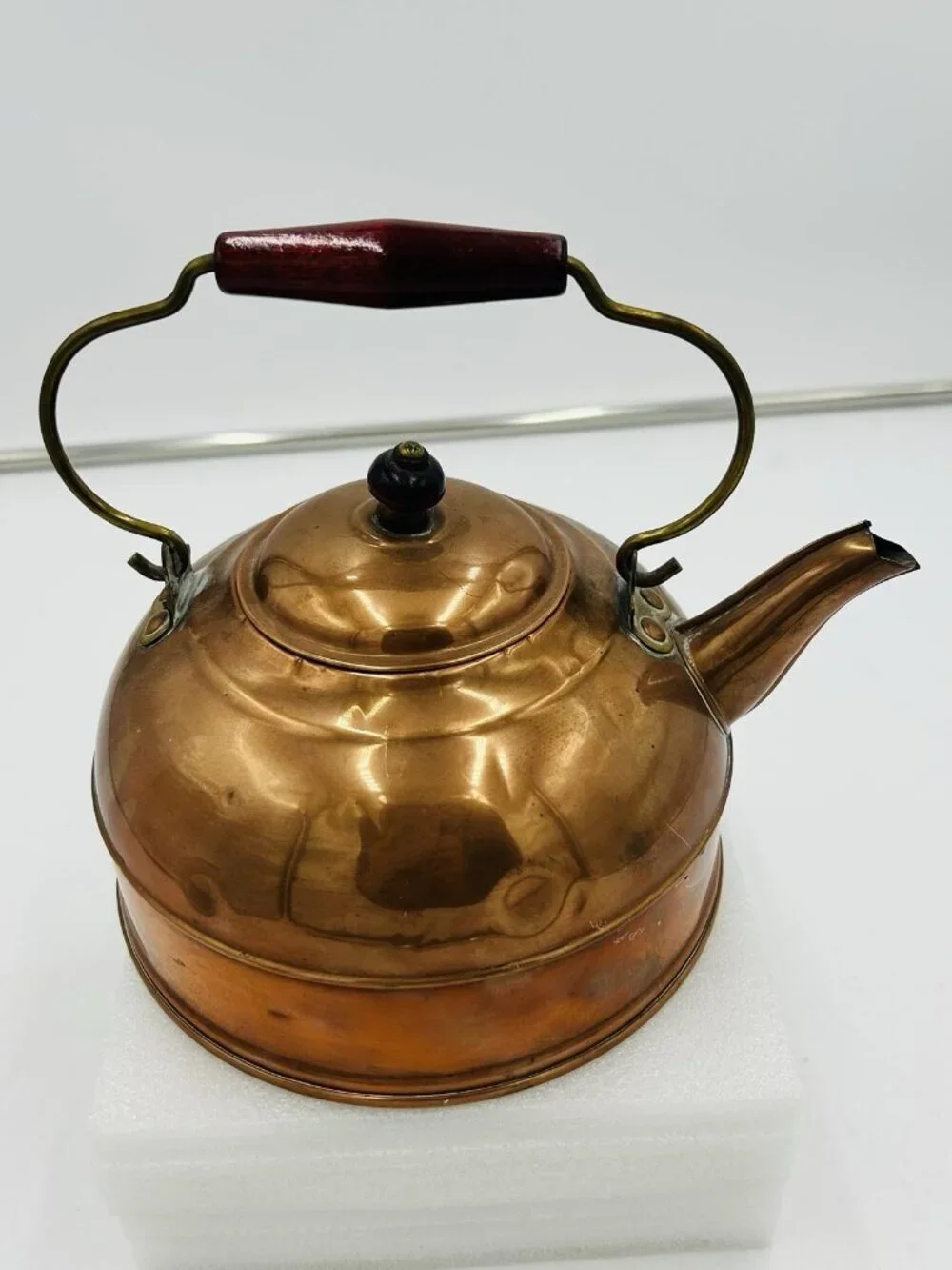 Vintage Revere Ware 1801 Solid Copper Teapot 1981 Wood Handle Rome NY USA